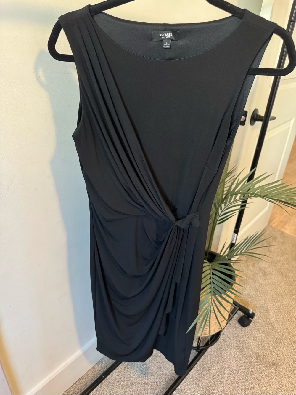 Sleeveless Black Twist-Front Sheath Dress - Picture 2 of 3
